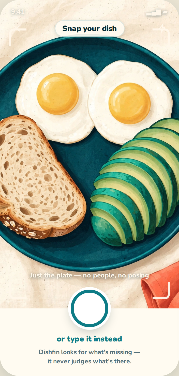 The Snap screen: a plate photo with the reader's honest summary